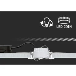 Upotettava LED-valaisin Paulmann Base Coin, Ø90mm, 5W, 370lm, 3000K, valkoinen