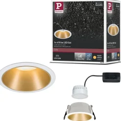 Upotettava LED-valaisin Paulmann Cole Coin, IP44, Ø88mm, 6W, 470lm, 2700K, himmennettävä, valkoinen/kulta