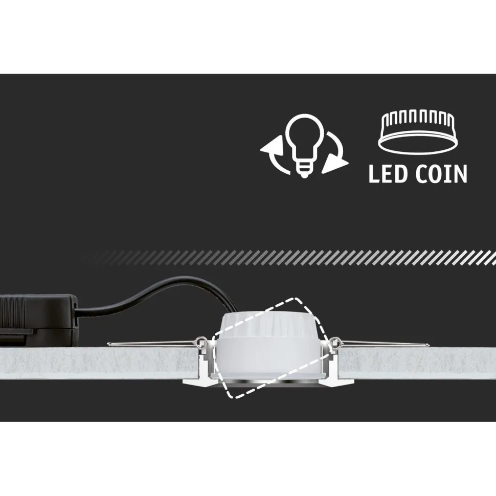Upotettava LED-valaisin Paulmann Cole Coin, IP44, Ø88mm, 6W, 470lm, 2700K, himmennettävä, valkoinen/kulta