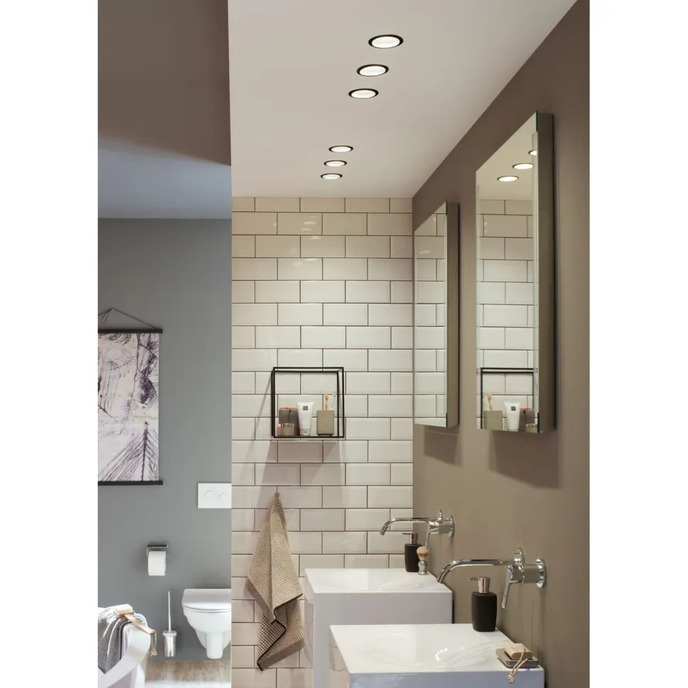Upotettava LED-valaisin Paulmann Cole Coin, IP44, Ø88mm, 6W, 470lm, 2700K, himmennettävä, valkoinen/kulta