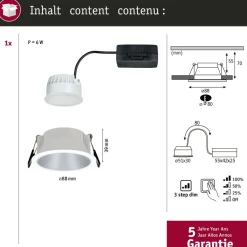 Upotettava LED-valaisin Paulmann Cole Coin, IP44, Ø88mm, 6W, 470lm, 2700K, himmennettävä, valkoinen/kulta
