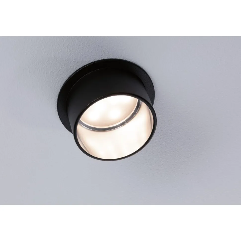 Upotettava LED-valaisin Paulmann Gil Coin, IP44, Ø68mm, 6W, 470lm, 2700K, himmennettävä, valkoinen/musta