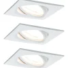 Upotettava LED-valaisin Paulmann Nova Coin, 3kpl, 84x84mm, 6W, 470lm, 2700K, himmennettävä, mattavalkoinen