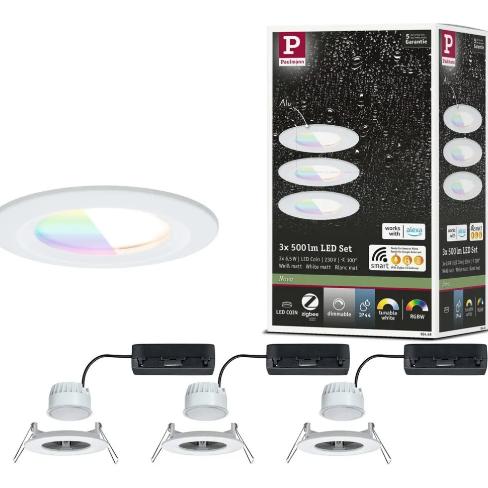 Upotettava LED-valaisin Paulmann Nova Coin, pyöreä, IP44, 78mm, RGBW+, 3x6W, 3x500lm, 230V, alumiini