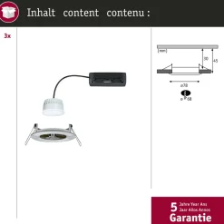 Upotettava LED-valaisin Paulmann Nova Coin, pyöreä, IP44, 78mm, RGBW+, 3x6W, 3x500lm, 230V, alumiini