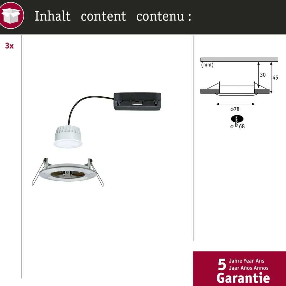 Upotettava LED-valaisin Paulmann Nova Coin, pyöreä, IP44, 78mm, RGBW+, 3x6W, 3x500lm, 230V, alumiini