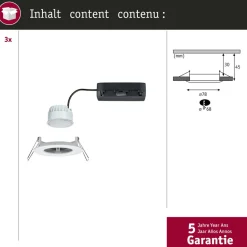 Upotettava LED-valaisin Paulmann Nova Coin, pyöreä, IP44, 78mm, RGBW+, 3x6W, 3x500lm, 230V, alumiini