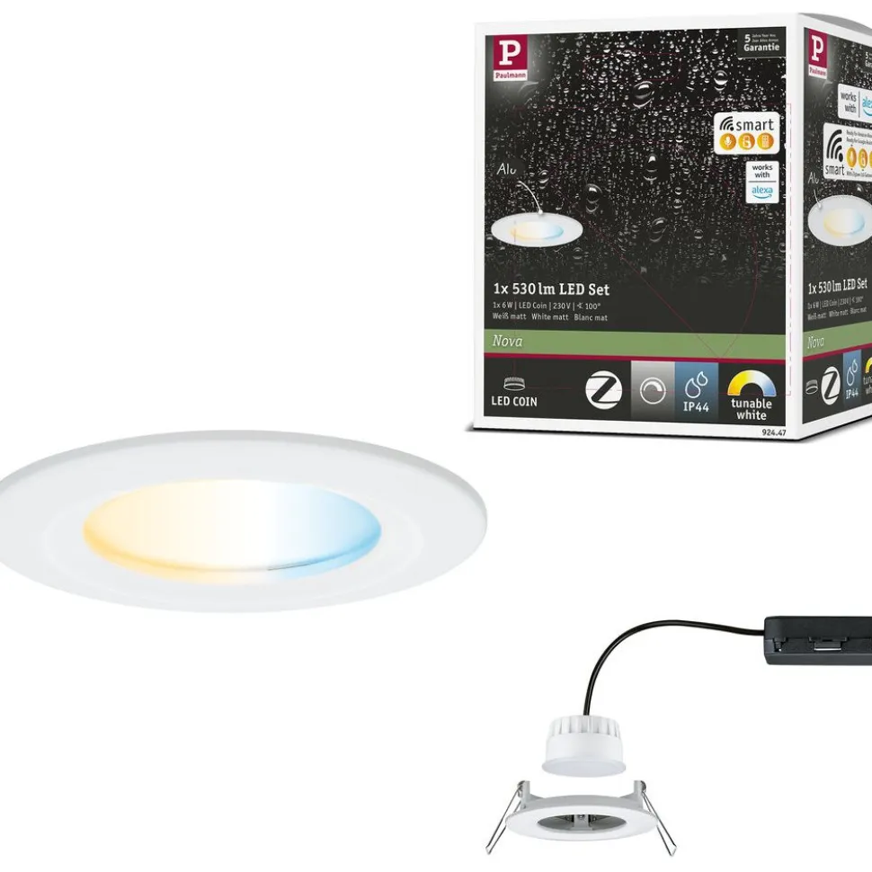 Upotettava LED-valaisin Paulmann Nova Coin, pyöreä, IP44, 78mm, 6W, 530lm, 230V, säädettävä värilämpötila, alumiini
