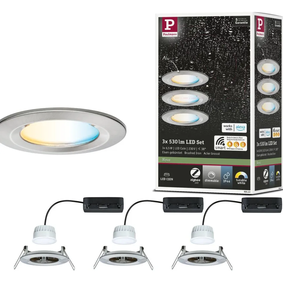 Upotettava LED-valaisin Paulmann Nova Coin, pyöreä, IP44, 78mm, 3x6W, 3x530lm, 230V, säädettävä värilämpötila