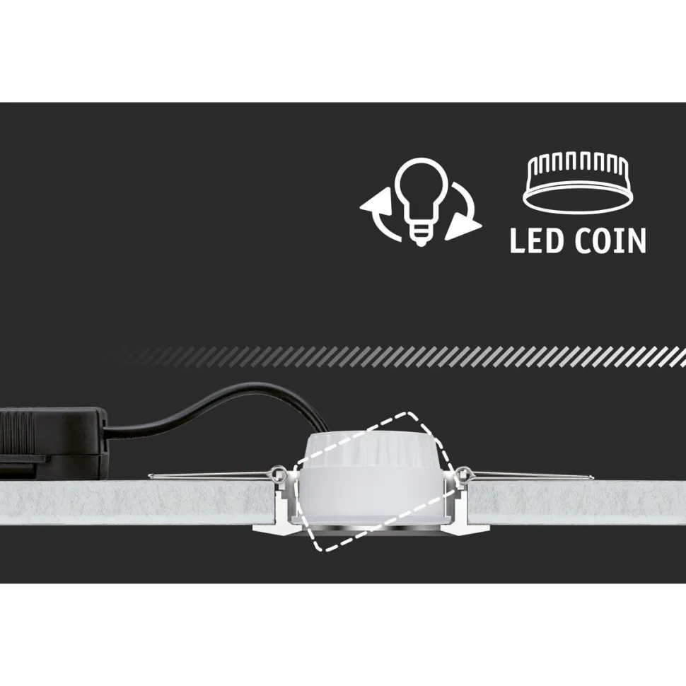 Upotettava LED-valaisin Paulmann Nova Coin, pyöreä, IP44, 78mm, 3x6W, 3x530lm, 230V, säädettävä värilämpötila