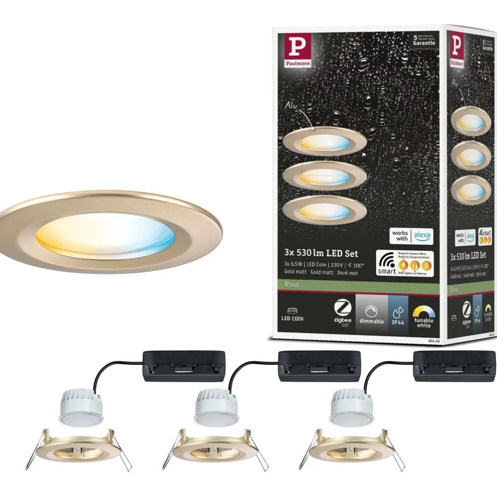 Upotettava LED-valaisin Paulmann Nova Coin, pyöreä, IP44, 78mm, 3x6W, 3x530lm, 230V, säädettävä värilämpötila