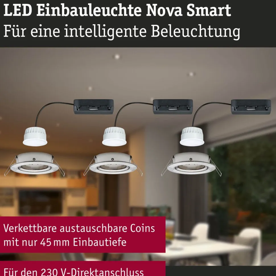 Upotettava LED-valaisin Paulmann Nova Coin, pyöreä, 84mm, 50°, RGBW+, 6W, 500lm, 230V, alumiini