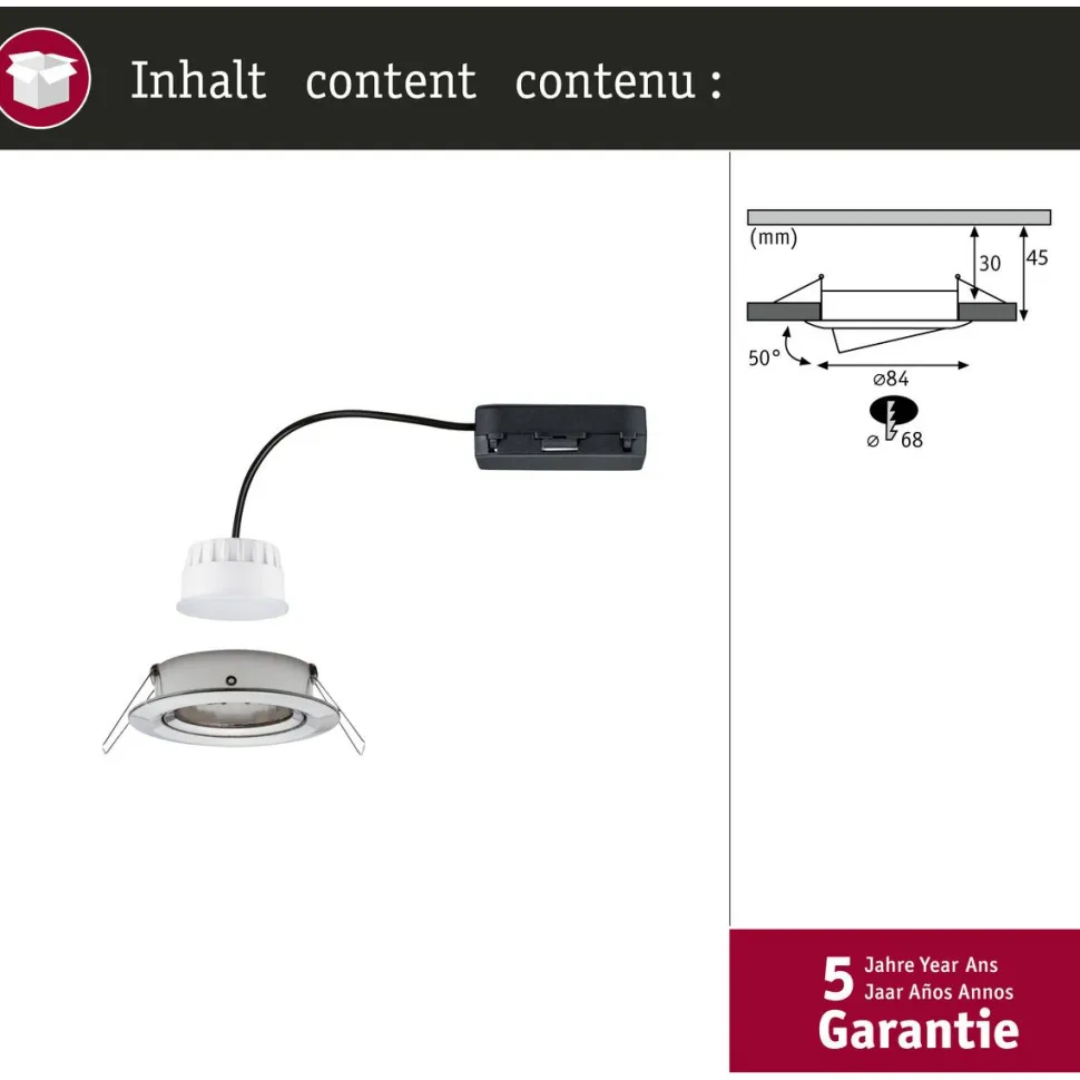 Upotettava LED-valaisin Paulmann Nova Coin, pyöreä, 84mm, 50°, RGBW+, 6W, 500lm, 230V, alumiini
