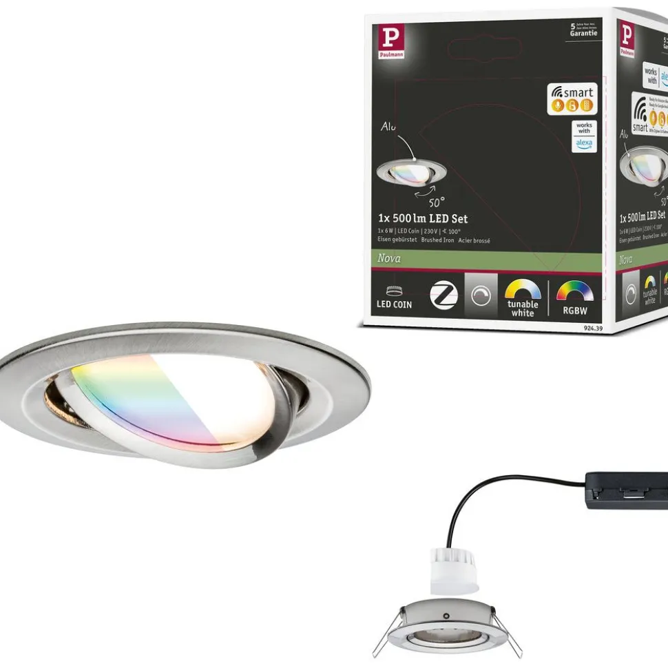 Upotettava LED-valaisin Paulmann Nova Coin, pyöreä, 84mm, 50°, RGBW+, 6W, 500lm, 230V, alumiini