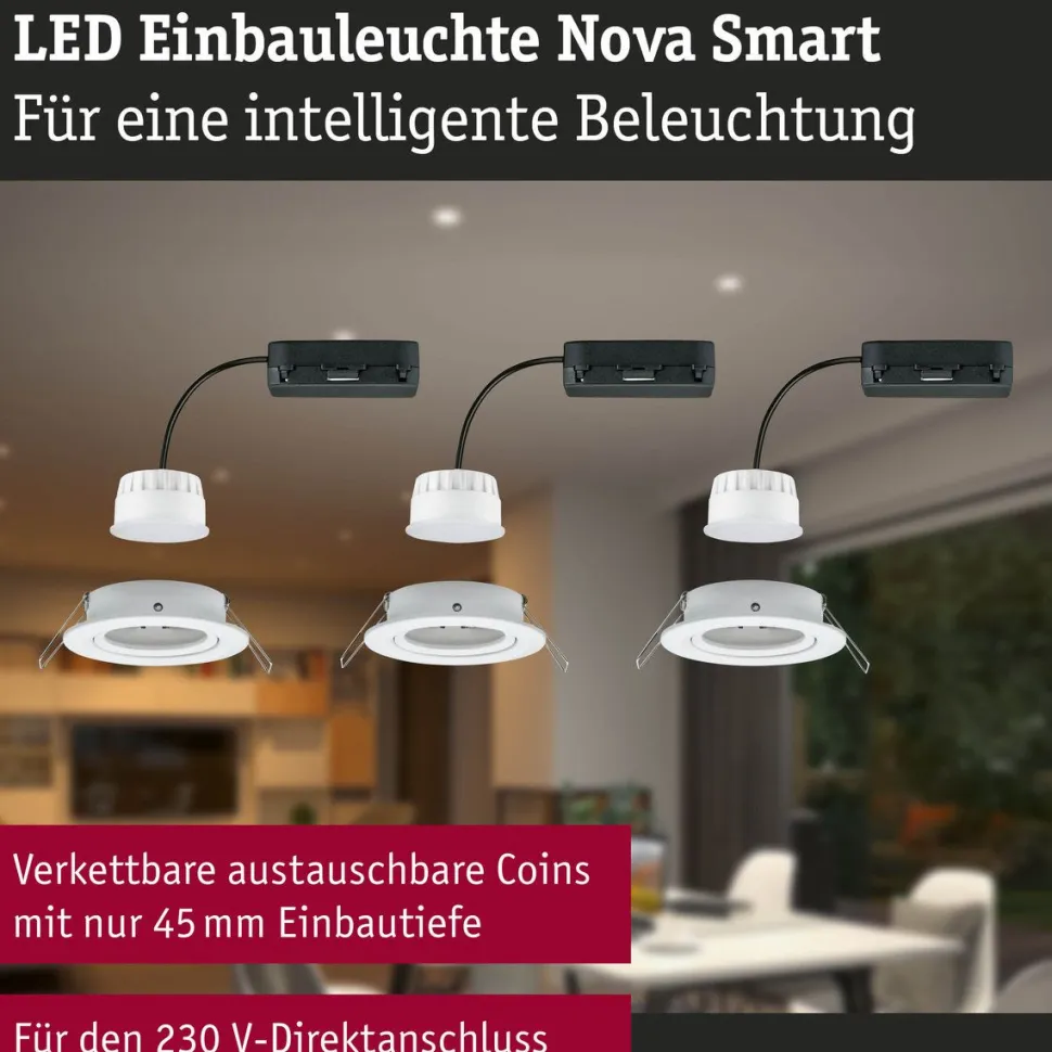 Upotettava LED-valaisin Paulmann Nova Coin, pyöreä, 84mm, 50°, RGBW+, 6W, 500lm, 230V, alumiini