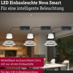 Upotettava LED-valaisin Paulmann Nova Coin, pyöreä, 84mm, 50°, RGBW+, 3x6W, 3x500lm, 230V