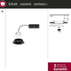 Upotettava LED-valaisin Paulmann Nova Coin, pyöreä, 84mm, 50°, RGBW+, 3x6W, 3x500lm, 230V