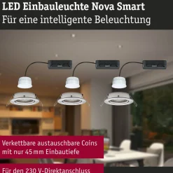 Upotettava LED-valaisin Paulmann Nova Coin, pyöreä, 84mm, 50°, säädettävä värilämpötila, 3x6W, 3x500lm, 230V, alumiini
