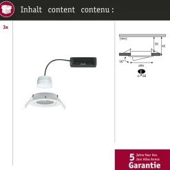 Upotettava LED-valaisin Paulmann Nova Coin, pyöreä, 84mm, 50°, säädettävä värilämpötila, 3x6W, 3x500lm, 230V, alumiini