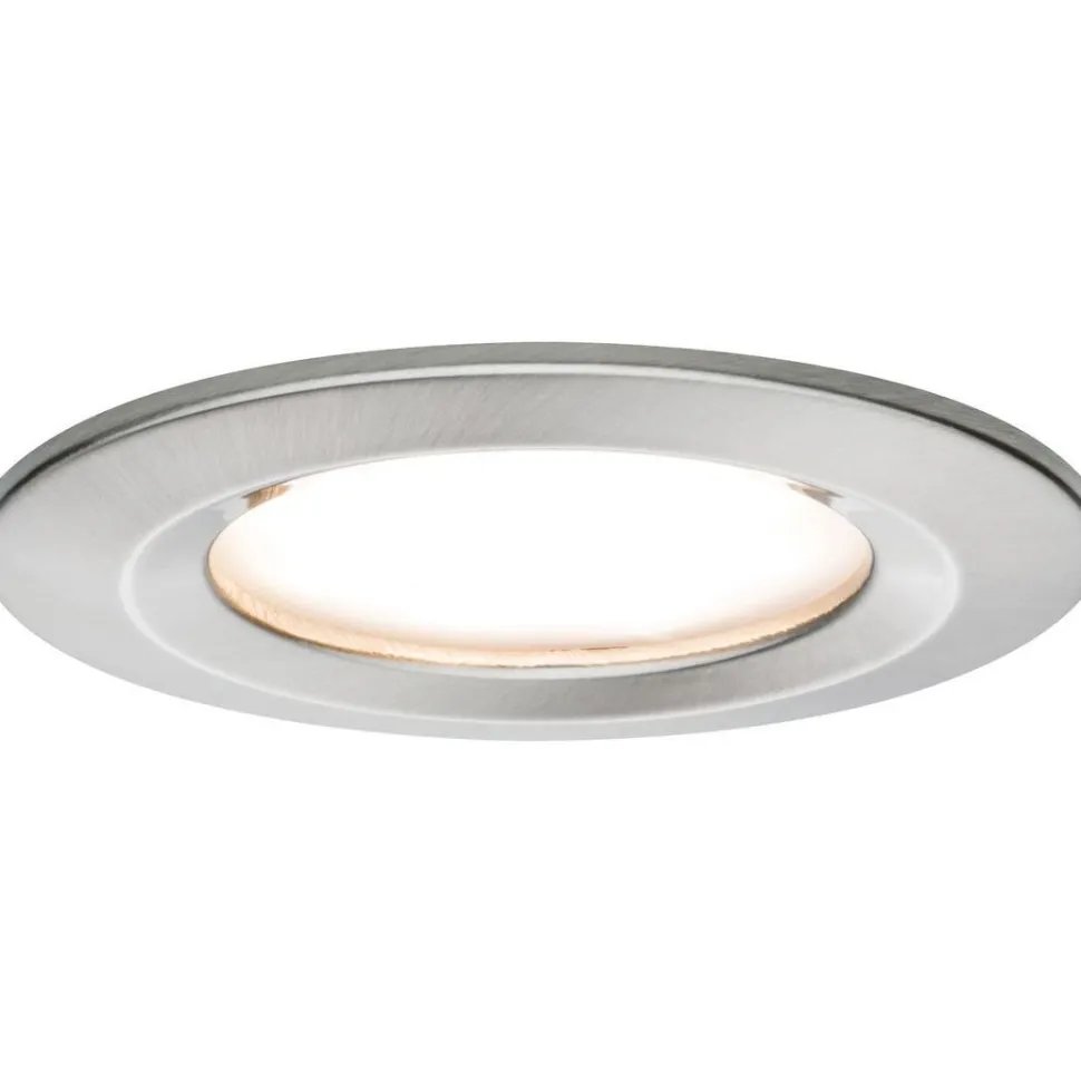 Upotettava LED-valaisin Paulmann Nova Coin Rigid, IP44, Ø78mm, 6W, 470lm, 2700K, himmennettävä, harjattu rauta