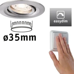 Upotettava LED-valaisin Paulmann Nova Mini Plus Coin, Ø66mm, 300lm, 2700K, himmennettävä, harjattu rauta