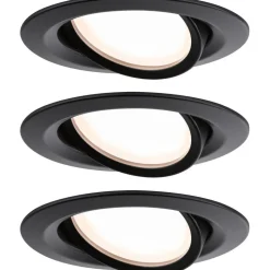 Upotettava LED-valaisin Paulmann Nova Plus Coin, 3kpl, Ø84mm, 6W, 470lm, 2700K, himmennettävä, mattamusta