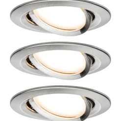 Upotettava LED-valaisin Paulmann Nova Plus Coin, 3kpl, Smart Home Zigbee 3.0, Ø84mm, 2700K, himmennettävä, harjattu rauta