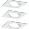 Upotettava LED-valaisin Paulmann Nova Plus Coin, 3kpl, 84x84mm, 6W, 470lm, 2700K, himmennettävä, mattavalkoinen