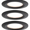 Upotettava LED-valaisin Paulmann Nova Plus Coin Rigid, 3kpl, IP44, Ø78mm, 6W, 470lm, 2700K, himmennettävä, mattamusta