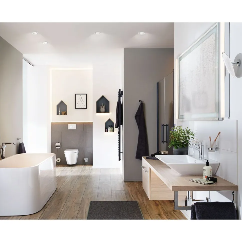 Upotettava LED-valaisin Paulmann Nova Plus, IP65, 93x93mm, GU10, 6W, 470lm, 4000K, himmennettävä, mattavalkoinen/kromi