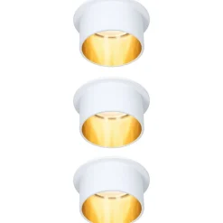 Upotettava LED-valaisinsarja Paulmann, Gil Coin, 3 valaisinta, IP44, Ø68mm, 3x6W, 3x470lm, 2700K, himmennettävä, valkoinen/kulta