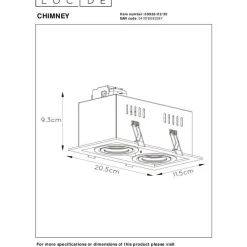 Upotettava valaisin Lucide Chimney, 2xGU10, musta