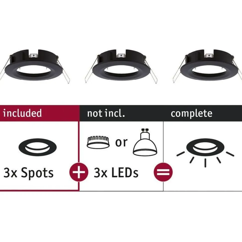 Upotettava valaisin Paulmann Choose, IP44, 3kpl, Ø78mm, max.3x10W, himmennettävä, kromi