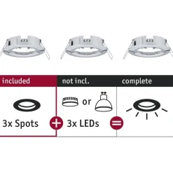 Upotettava valaisin Paulmann Choose, IP44, 3kpl, Ø78mm, max.3x10W, himmennettävä, kromi