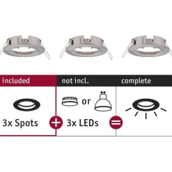 Upotettava valaisin Paulmann Choose, IP44, 3kpl, Ø78mm, max.3x10W, himmennettävä, kromi