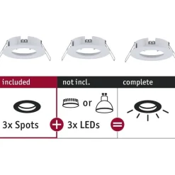 Upotettava valaisin Paulmann Choose, IP44, 3kpl, Ø78mm, max.3x10W, himmennettävä, kromi