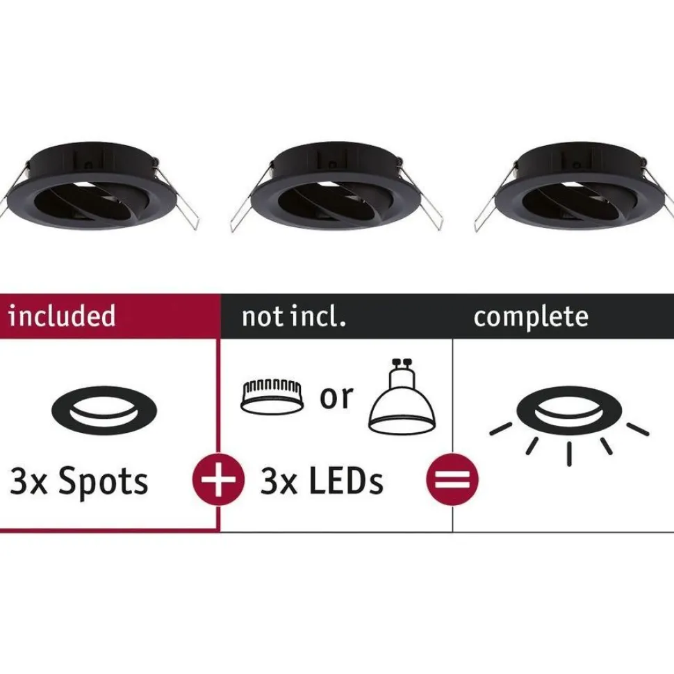 Upotettava valaisin Paulmann Choose, 3kpl, Ø84mm, max.3x10W, himmennettävä, kromi