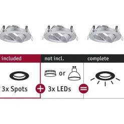 Upotettava valaisin Paulmann Choose, 3kpl, Ø84mm, max.3x10W, himmennettävä, kromi
