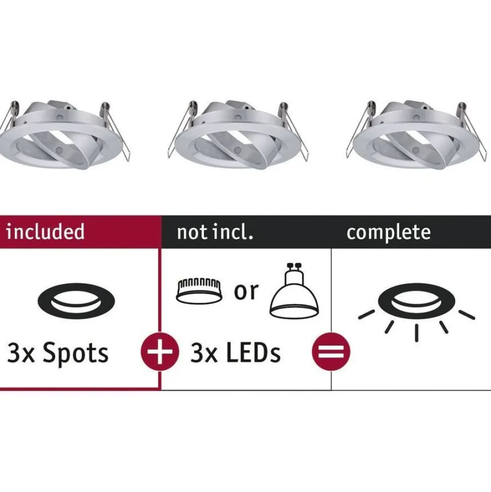 Upotettava valaisin Paulmann Choose, 3kpl, Ø84mm, max.3x10W, himmennettävä, kromi