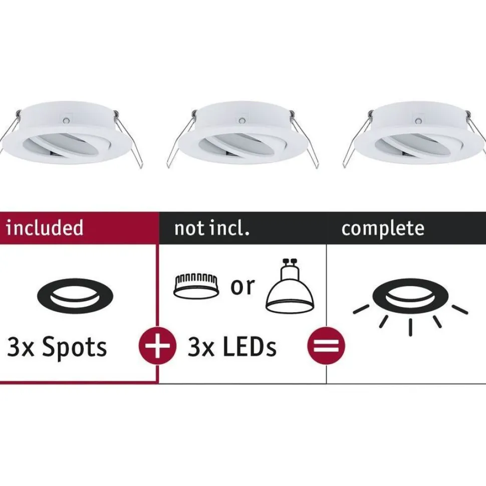 Upotettava valaisin Paulmann Choose, 3kpl, Ø84mm, max.3x10W, himmennettävä, kromi