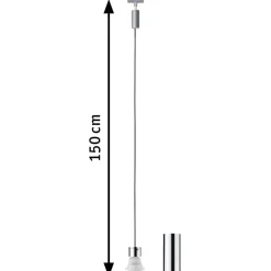 Valaisinjohtosarja kiskoon Paulmann URail 2Easy Basic E27 1500mm mattakromi