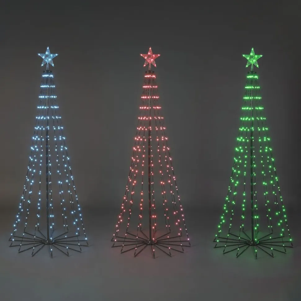 Valojoulukuusi Konstsmide, 265 RGB LED, musta metallirunko, kaukosäädin