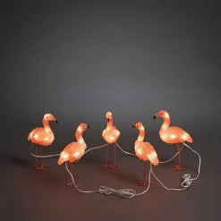 Valokoriste Konstsmide Flamingot, IP44, 5-osainen, 40 x amber LED, 17cm