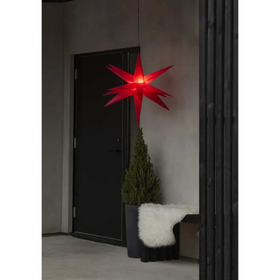 Valokoriste Konstsmide Tähti 3D, IP44, 80cm, G4, himmennin, punainen