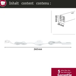 Virtakaapeli Paulmann URail, kytkimellä, 2m max. 1000W mattakromi