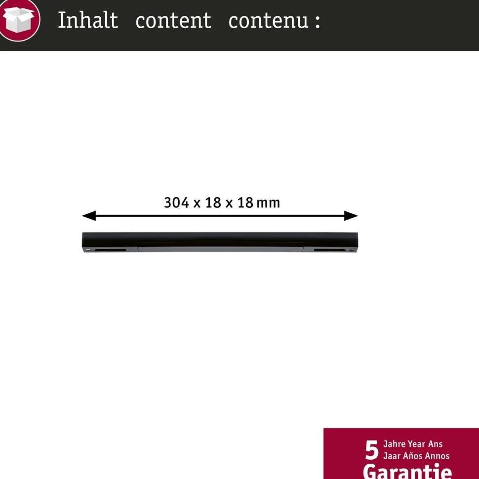 Virtasyöttö Paulmann URail Zigbee 3.0 keskisyöttö 304x21mm max. 100W mattamusta
