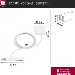 Virtasyöttökaapeli Paulmann URail 2m max. 1000W riippuvalaisimille valkoinen