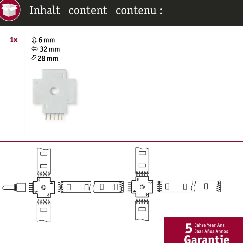 X-liitin Paulmann MaxLED, 32x28mm, max.144W, valkoinen