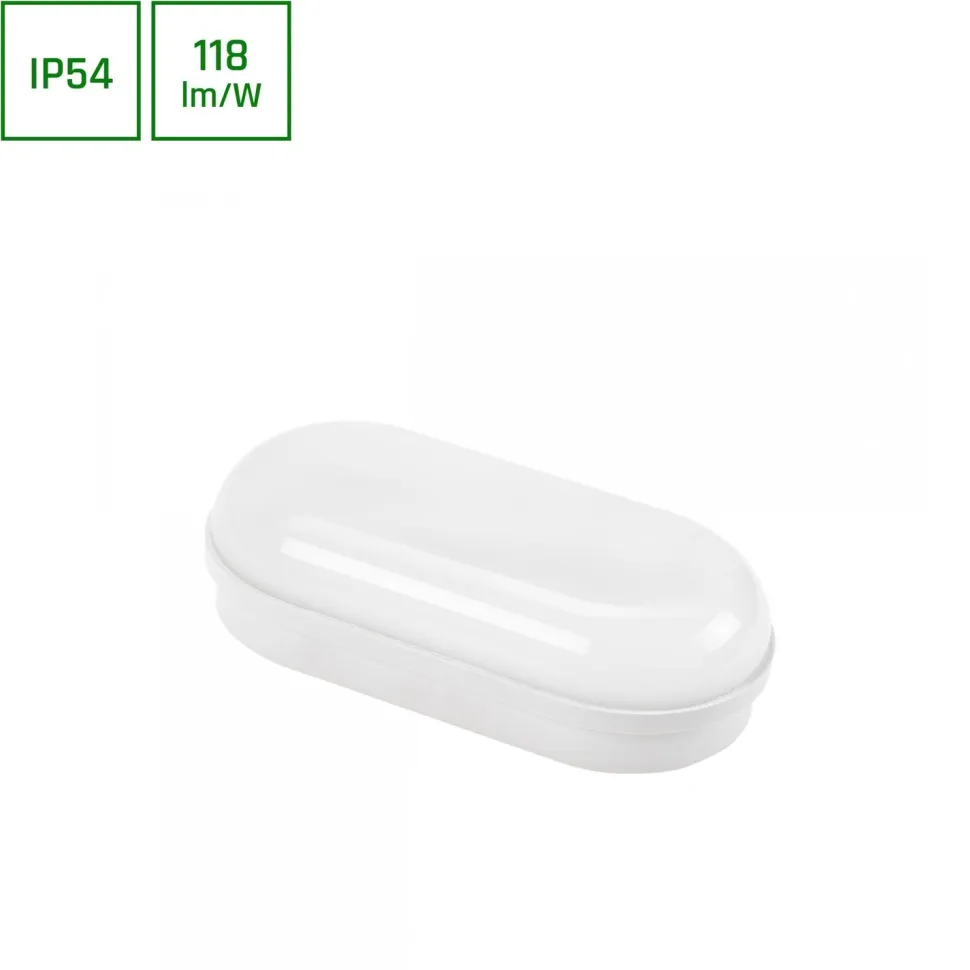 Yleisvalaisin Spectrum Technic soikea 8W IP54 4000K 157x80x46mm valkoinen